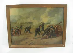 Buy Antique Unknown Framed Military Battle Painting French?? Looks 19th Century • 60£