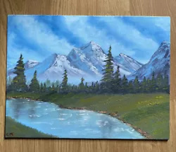 Buy Original Beautiful Mountains Scenery Oil Painting 30x40 Cm Bob Ross Style • 95£