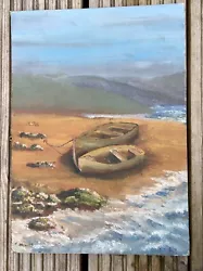 Buy Vintage Oil  Painting Of Boats Seaside Beach Signed Pods. A Hill 1979 10x14” • 9£