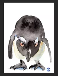Buy ACEO Watercolor Print Angry Penguin Fine Art Painting By Ili • 3.50£