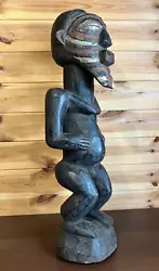Buy 70cm Tall 3 Kilos Heavy Songye Kifwebe Figure African Wooden Sculpture DRC • 195£