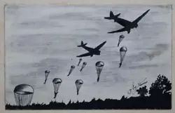 Buy Original 20th Century WW11 Work - Parachuting Over Enemy Lines - By E Y Stovin • 9.95£