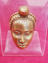 Buy Vintage African Nigerian Tribal Head Gilt Metal Sculpture Signed M Ping 1980 • 75£