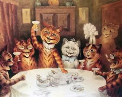 Buy Louis Wain Cat Party Painting Albert Hoffman 8  X 10  Print Ready To Frame • 13.20£
