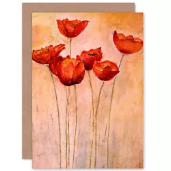 Buy Flower Red Poppies Painting Card With Envelope • 4.42£