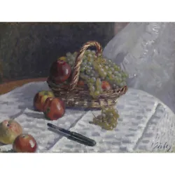 Buy Alfred Sisley  Apples And Grapes In A Basket Painting Canvas Art Print Poster • 12.99£