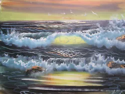 Buy Sun Set Rise Sea Side Scape Ocean Waves Large Oil Painting Canvas Nautical • 21.95£
