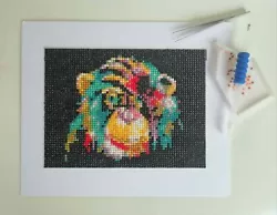 Buy Colourful Monkey Completed Mounted Diamond Painting 20x15cm • 6£