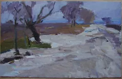 Buy Ukrainian Oil Painting Impressionism Landscape Winter Trees Snow Field • 294.76£