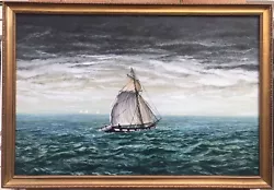 Buy Vintage Original Oil Painting On Canvas Board Signed By Artist 82cm Ships At Sea • 69.90£