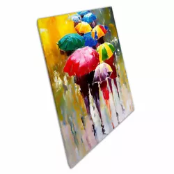 Buy The Rain Colourful Umbrellas Painting Print Canvas Wall Art Print On Canvas • 19.18£