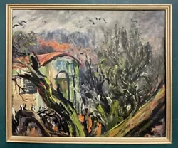 Buy Large Original Mid Century Modernist Landscape Oil On Board Painting • 1.20£