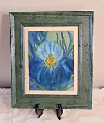 Buy Blue Iris Original Signed Vintage Framed Oil Painting • 31.42£