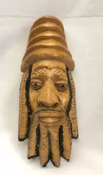Buy Folk Art Wooden Decor Male Face Hand Carved Wood Sculpture Jamaica • 24.48£