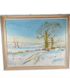 Buy P. Hollinhurst Oil Painting Winter Landscape Framed 1988 Vintage • 60£