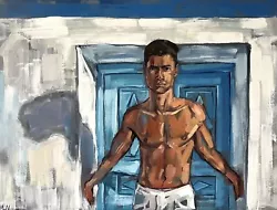 Buy Man Naked, Nude Male Oil Painting, Gay Homoerotic Queer Artwork 80x60x1 Cm • 750£