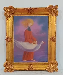 Buy Amazing Leonora Carrington Oil On Canvas Dated 1969 With Frame In Golden Leaf • 394.68£