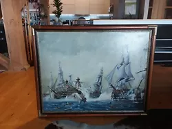 Buy Large Maritime Trafalgar Scene Oil Painting By PG Power Nicely Framed • 2,000£