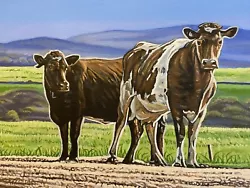 Buy Lovely Original Acrylic Painting Of Cows In A Meadow On Stretched Canvas • 99.99£