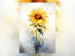 Buy Blooming Beauty: Watercolor Painting Print Of A Sunflower 5 X7  • 4.99£