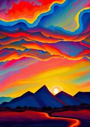 Buy Sunset Painting  A5 A4 A3 A3+  Wall Art Gloss • 2.39£