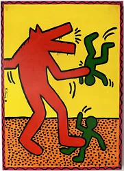 Buy Keith Haring Oil On Canvas Painting Signed And Sealed Measures  50cm X 70cm • 393.75£