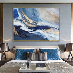 Buy 100% Hand-painted Abstract Gold Foil Oil Painting Cloud Sea 36in Unframed • 29.43£