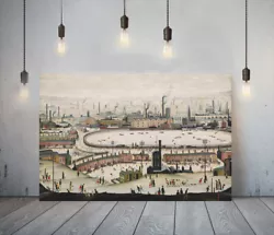 Buy Lowry Style The Pond -framed Canvas Wall Art Picture Paper Print- White Brown • 7.99£