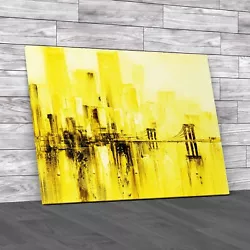 Buy Abstract City Skyline View Bridge Paint Effect Yellow Canvas Print Large Picture • 21.95£