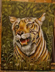 Buy Paintings, Oil On Canvas, Signed, Animals, Tigers In The Bush, 40x30 • 80.94£