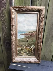 Buy Antique Cornish Coastal Seascape Oil Painting On Board Gilt Wood Frame Victorian • 67.97£