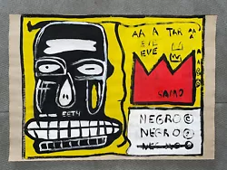 Buy Jean-Michel Basquiat (Handmade) Drawing Watercolor On Old Paper Signed & Stamped • 103.60£
