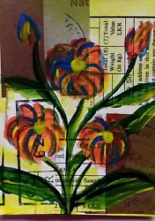 Buy ACEO Original Acrylic Painting Floral Art  Red Flower  Miniature Art Handpainted • 4.95£