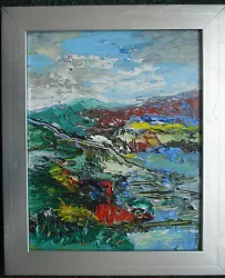 Buy ORIGINAL ABSTRACT CONTEMPORARY LANDSCAPE PAINTING ON WOOD Free Postage • 50£