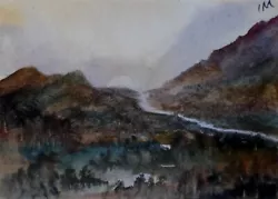 Buy ACEO Original Painting Art Card Landscape River Art Mountains Hills Watercolour • 6£