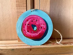 Buy Donut Icing Oil Painting- Original Mini Art Sale 10cm Diameter Food Doughnut • 24.69£