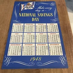 Buy Vintage National Savings 1948 Calendar Poster Original • 10£