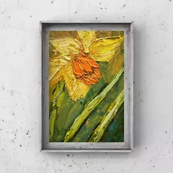 Buy Impressionist Daffodil Oil Painting 4x6” Daffodil Flower  Original Art For Gift • 26.10£
