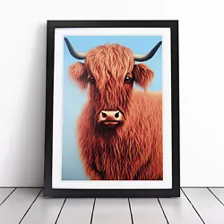 Buy Curious Highland Cow Wall Art Print Framed Canvas Picture Poster Home Decor • 24.95£