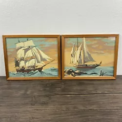 Buy Vintage Lot 2 Paint By Number Boat Clipper Ship Ocean Nautical Seascape Painting • 37.31£