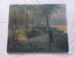 Buy A WOODLAND STREAM   OIL ON CANVAS  SIGNED HENRIK Something AND DATED 1943 • 49.99£