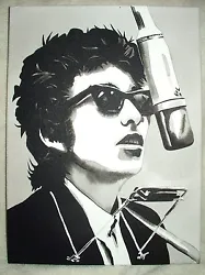 Buy Canvas Painting Bob Dylan Harmonica & Microphone B&W Art 16x12 Inch Acrylic • 38£
