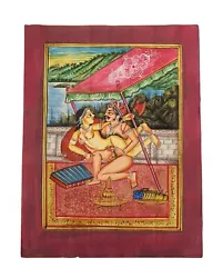 Buy Indian Miniature Art Watercolor Old Paper Nude Painting Mughal Emperor Erotic • 27.06£