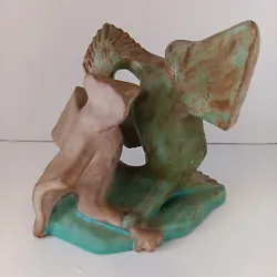 Buy Primitive Clay Bird Dinosaur Sculpture Green Matte Heavy Pottery Unsigned 5 Lbs • 41.30£