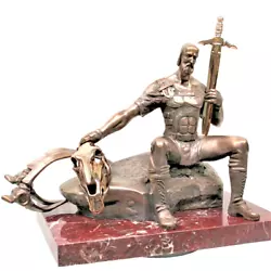 Buy King And The Horse Skull Bronze Sculpture Original Author's Pedestal Red Marble • 5,683.39£