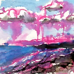 Buy Original Abstract Ink Painting Newlyn Beach No 2 Cornwall By Ann Marie Whitton • 25£
