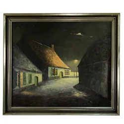 Buy Vintage Chiaroscuro Oil Painting, Signed F. De Beule, Street At Night 60 X 70 Cm • 375.21£