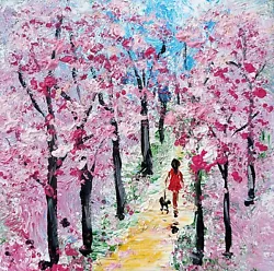 Buy SAKURA Cherry Blossoms Original Painting Large Canvas Freshly Made OIL 8x8 • 153.56£
