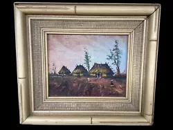 Buy Vintage Mini Oil Painting African Village With Figures Landscape Framed Signed • 37.30£
