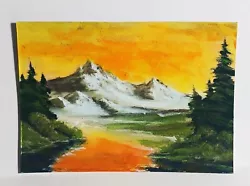 Buy Sunset On Mountain River ACEO Original Landscape PAINTING By Leslie Popp • 3.31£